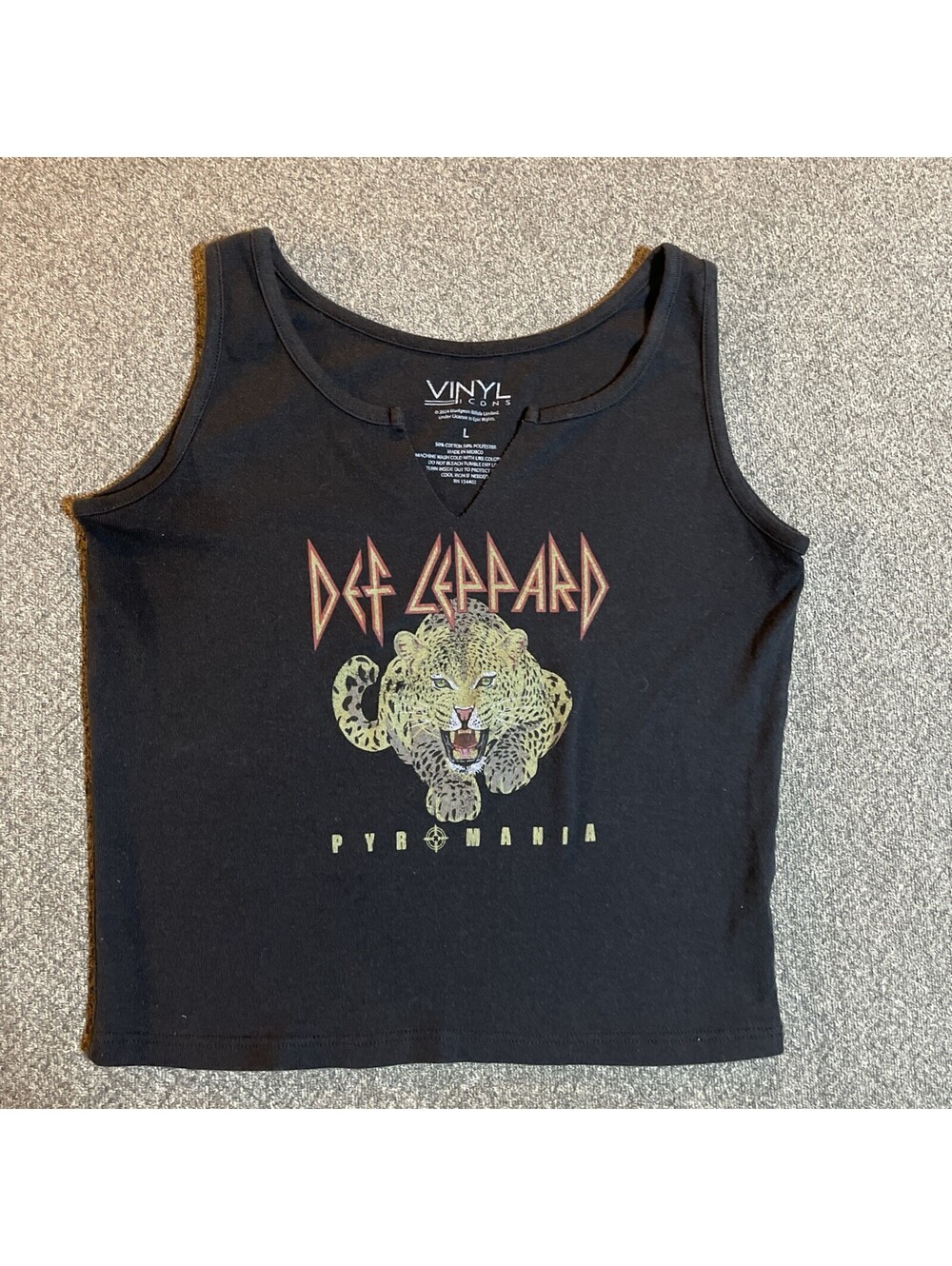 Def Leppard Vinyl Black Graphic Tank Top Size L